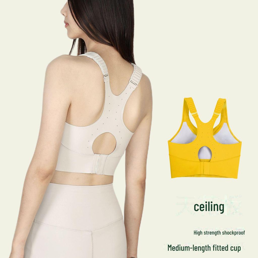 Qiaoyi High-Strength Shockproof Sports Bra for Running & Fitness - Fixed Cup Design for Large Chest