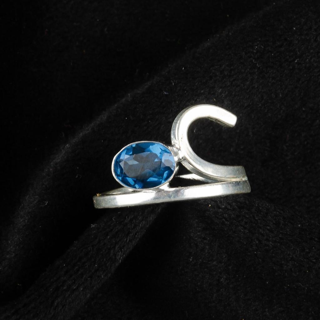 London Blue Topaz Gemstone 925 Sterling Silver Jewelry Handmade Engagement Ring RR-27-4