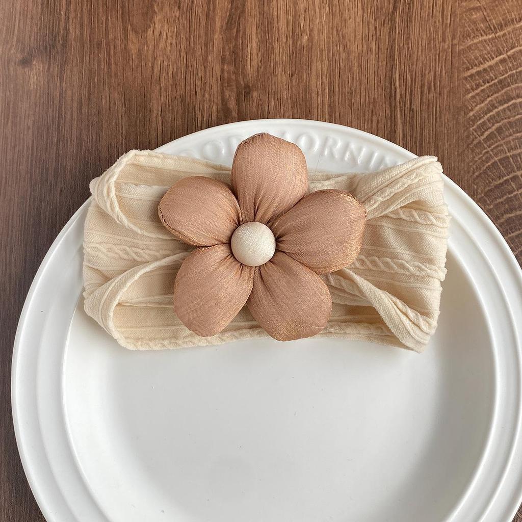 Baby Headband with Five-Petal Flower - Newborn Elastic Nylon Headwear
