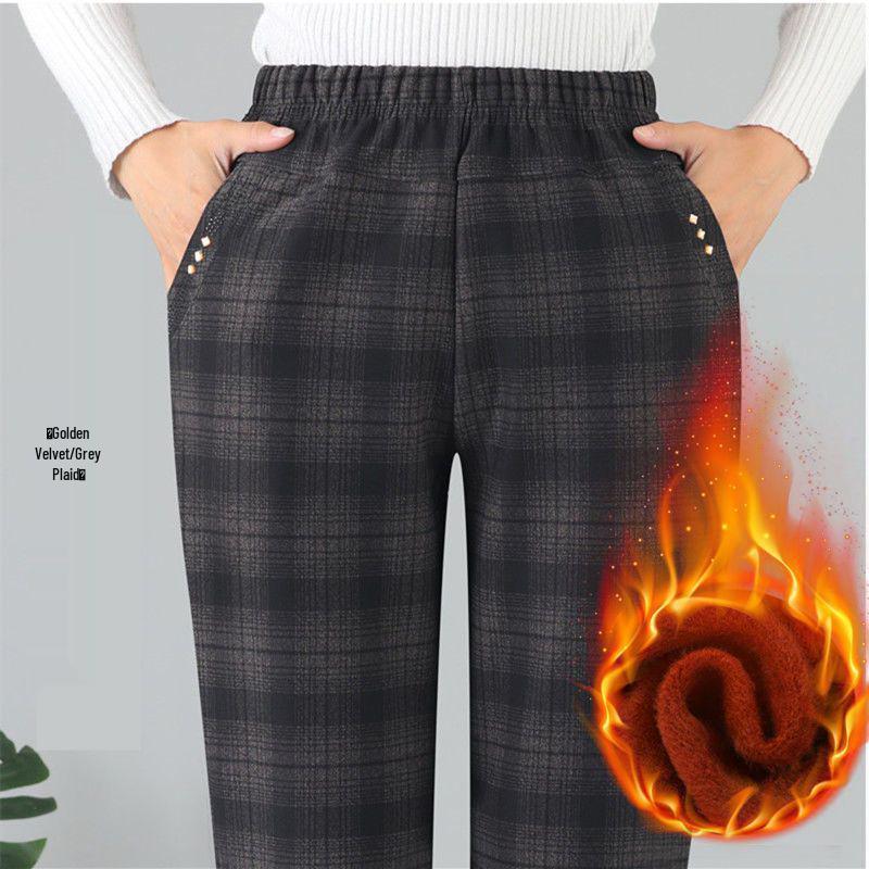 Women's High Waist Elastic Velvet Pants - Loose Straight Leg for Autumn/Winter