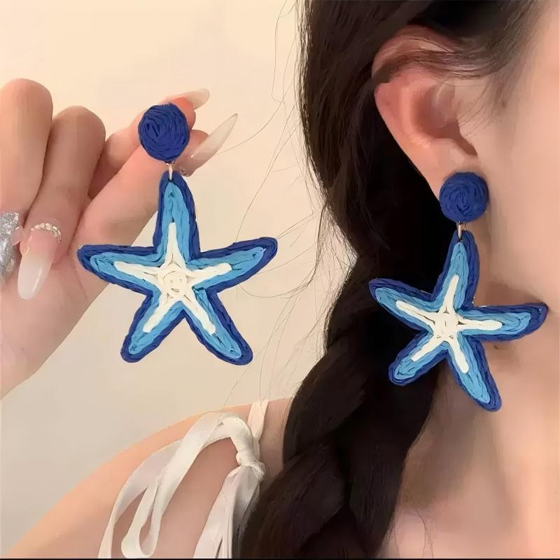 Bohemian Style Flower Fringed Pendant Earrings Women'S Seaside Vacation Style Earrings Light Luxury High-End Earrings Design
