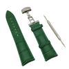 Genuine Leather Watch Band with D-Buckle, Double-Sided Crocodile Embossed Strap, Includes Spring Bar Remover (20, Green, 24mm)