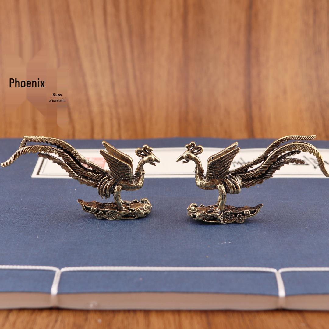 

Phoenix and Dragon Brass Sculpture: Elegant Home Decoration for Prosperity.