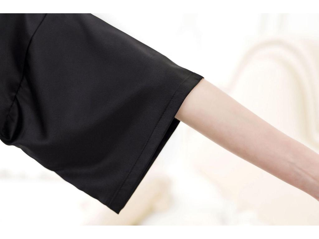 Women's Long Silk-Like Bathrobe - Solid Color Kimono Cardigan for Brides or Lounging