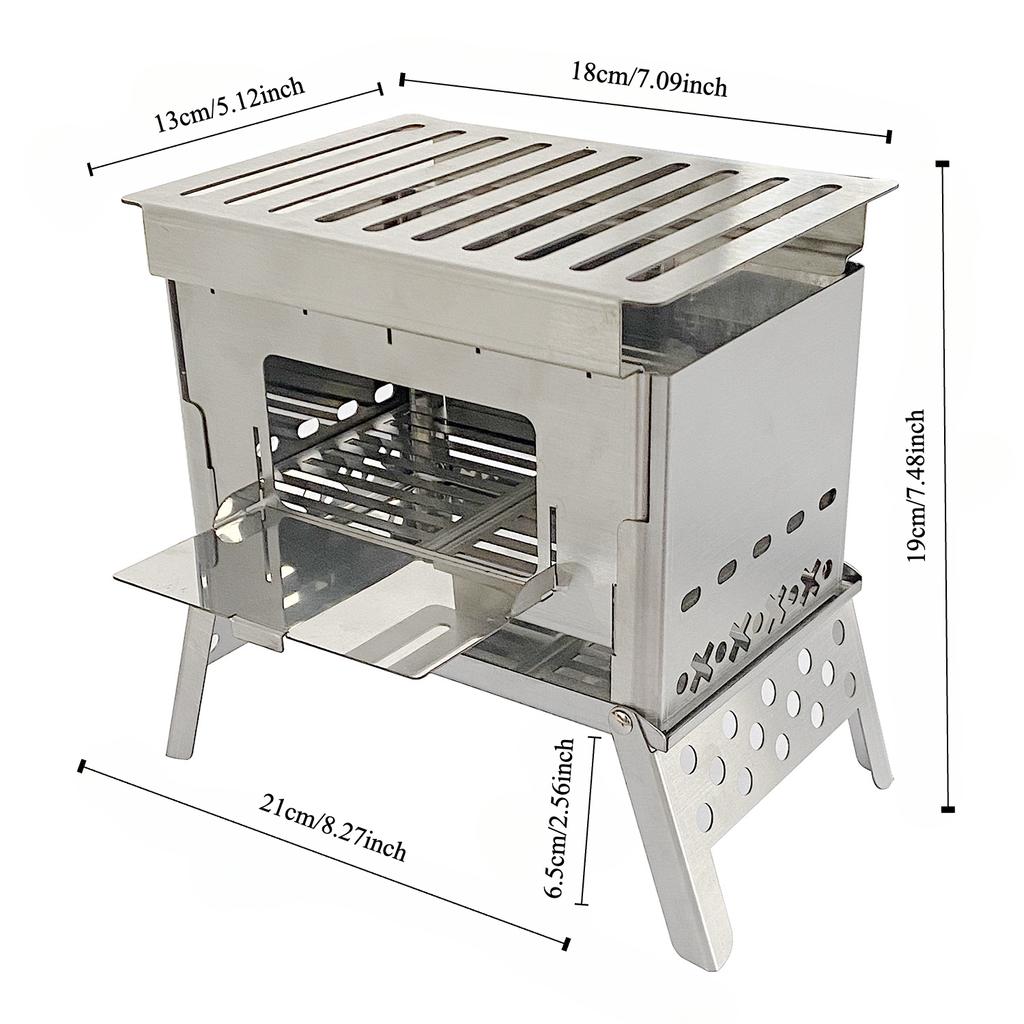 Kempingowy piec na drewno ze stali nierdzewnej Przenośny składany grill Piec na drewno Ultralekki do wędkowania, pieszych wędrówek, na backpacking, piknik