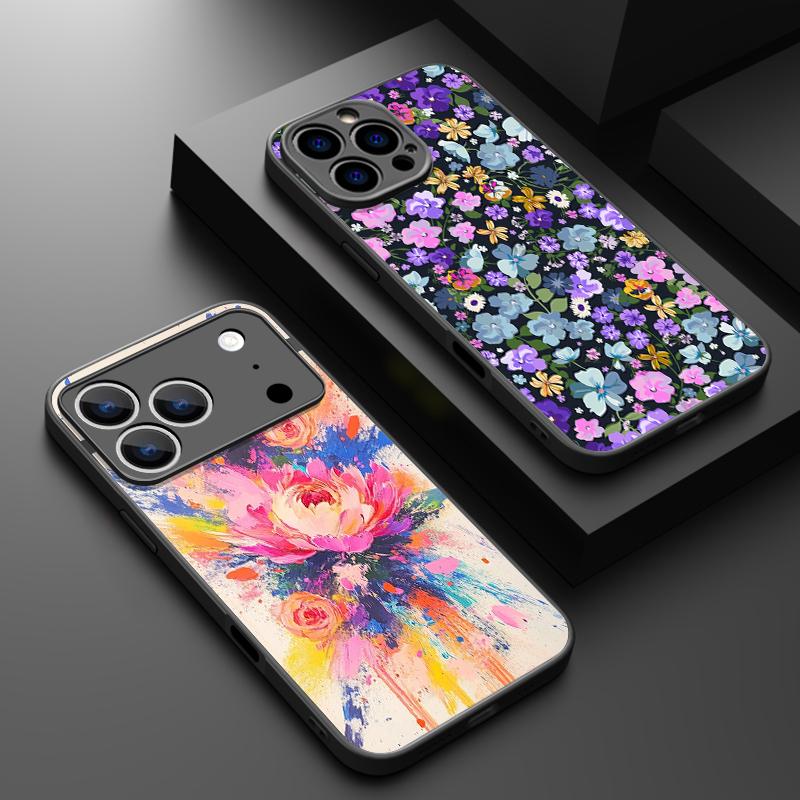 Translucent Matte Magnetic Case For iPhone 17 16 15 Pro 14 13 Pro Max 16e 17e For Magsafe Oil Painting Flower Hard PC Back Cover