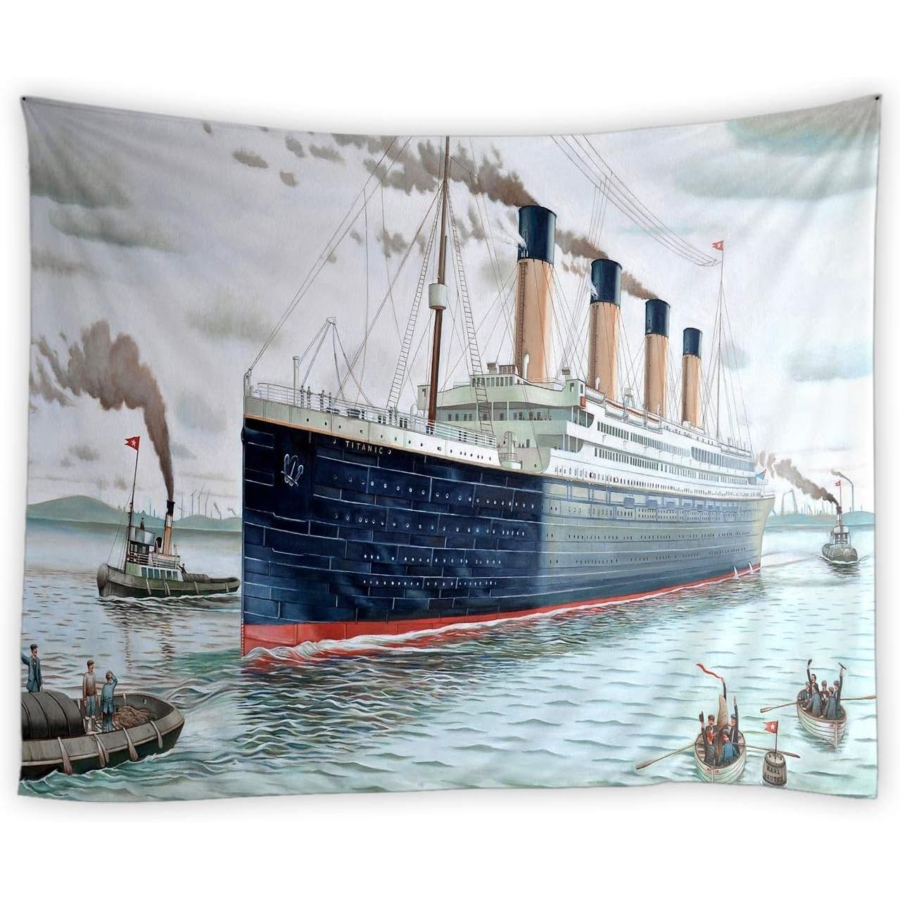Tapestry of the sea and the wall vintage classic Titanic 75x100