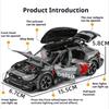 1:32 R8V10 RS6 Sports Car Toy Model Alloy Body Rubber Tires Models Sound Light Pull Back Supercar Collection Gifts for Children