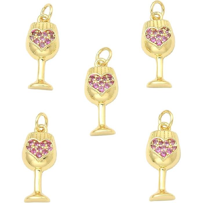 Ipotkitt 5Pcs Heart with Star Brass Micro Pave Cubic Zirconia Diffuser Locket Charm Pendants Openable Ornaments for DIY Making - 19.5x22.5mm