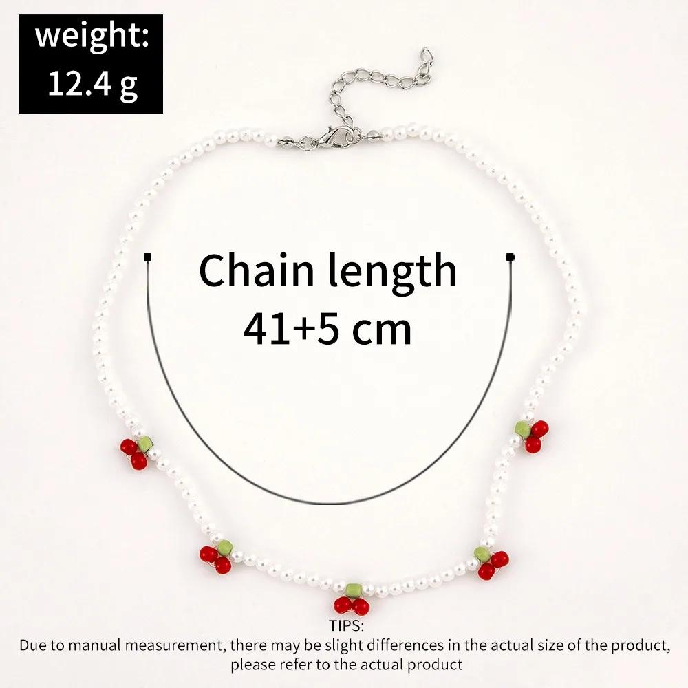 Dolce Moda Collana con Perle Finte e Ciliegie a Perline Catena Clavicola per Donne Squisita Gioielleria da Matrimonio Sposa Accessori Regali