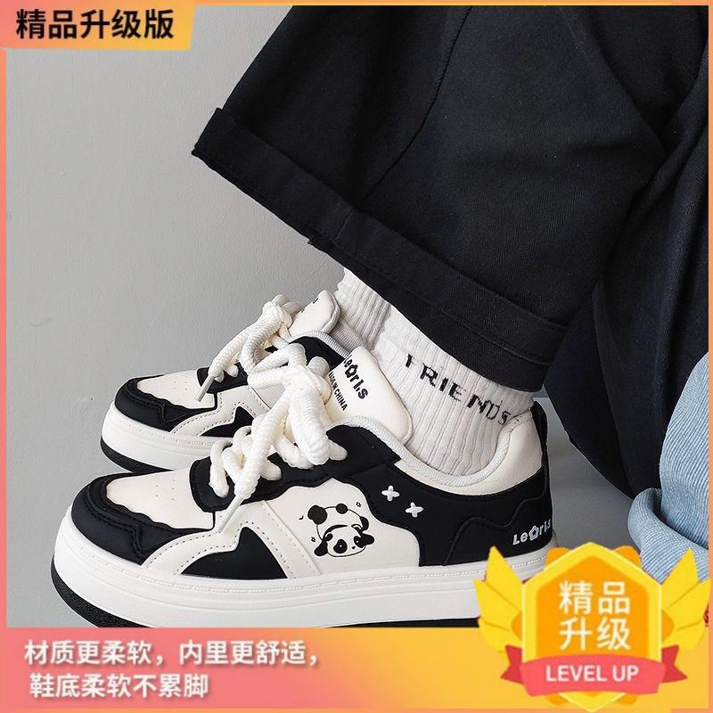 

Нишевые оригинальные черно-белые туфли-панды женские 2025 весна новая женская обувь на платформе, увеличивающая рост, кеды, туфли-хлебцы, белые туфли 35