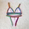 Europäisch-Amerikanisches Häkel-Farbblock-Bikini-Set: Sexy Neopren Strandbademode für Frauen