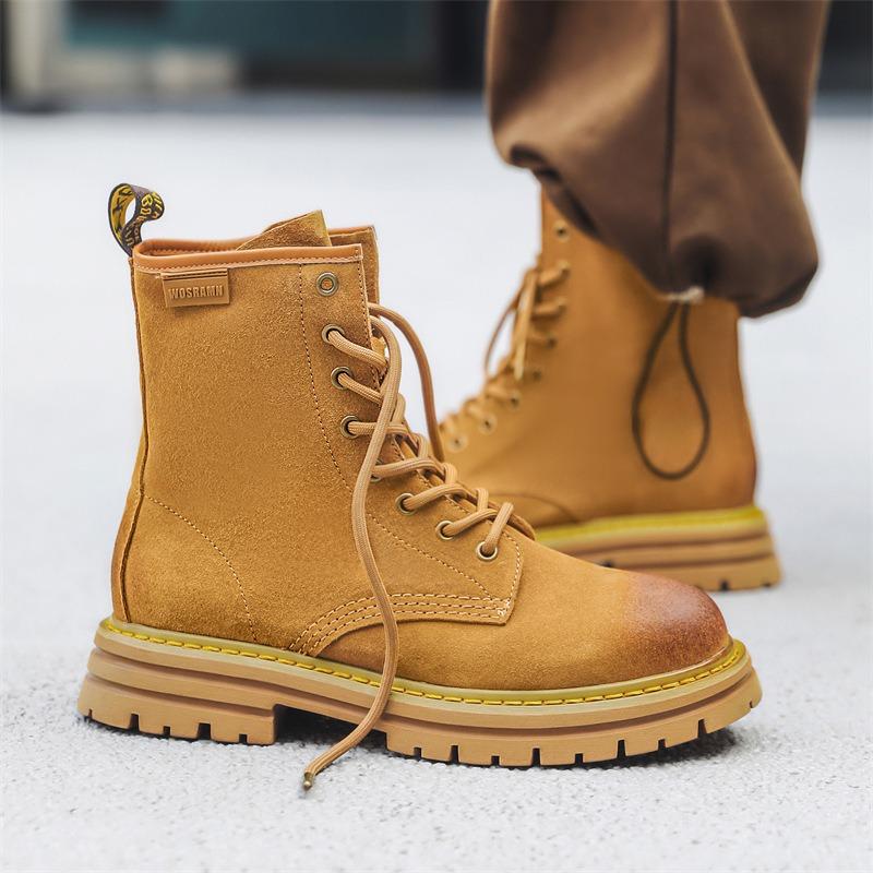 3370 Martin Boots for Men and Women Couples Mountaineering Hiking Rhubarb Boots Retro Tooling Autumn and Winter High-top Leather Boots