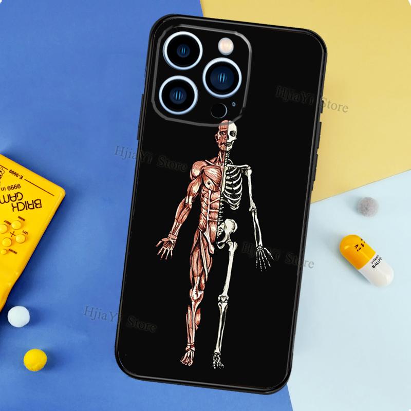 Skeleton Art Case For iPhone 11 14 15 16 Plus Soft Phone Cover For iPhone XR X XS 12 13 Pro MAX Mini