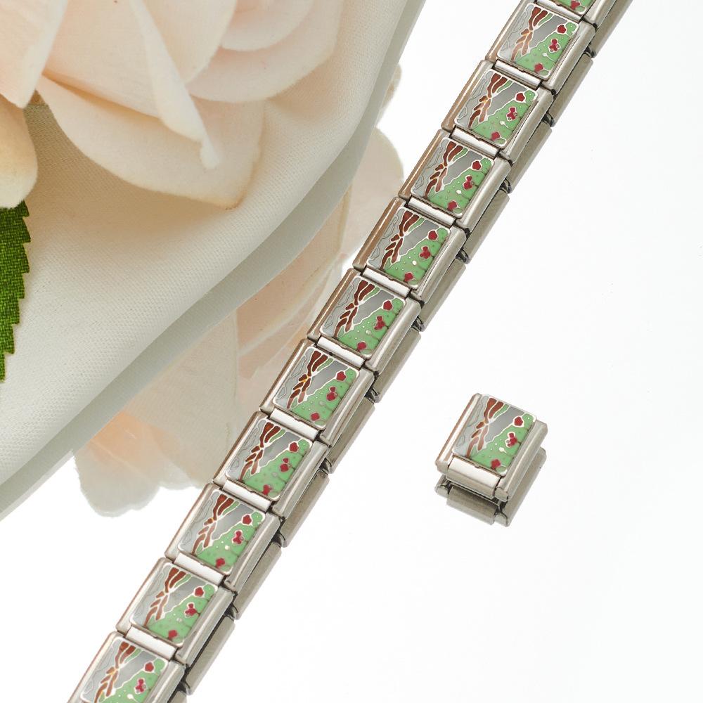 2024 DIY Personalized Shiny Classic Burger Coffee Beverage 304 Stainless Steel Italian Charm Bracelet Link 9mm * 10mm Module