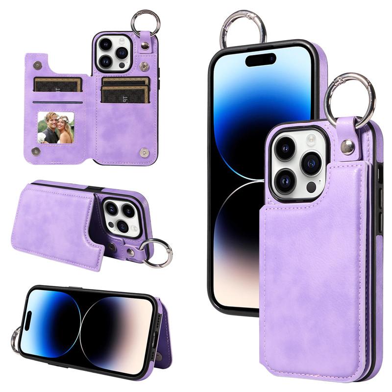 

Кожаный чехол-кошелек-кошелек с кольцом для телефона для iPhone 15 Pro Max 14 Plus 13 Pro 12 11 для Samsung Galaxy S24 Ultra S23 S22 S21 FE A15 A54 A34 A14 откидная крышка Samsung S24 Ultra фиолетовый