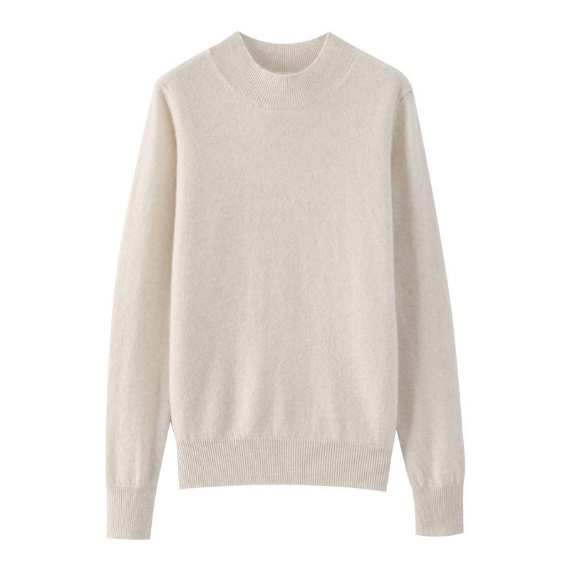 Cashmere Autumn/Winter Half-High Neck Women's Classic Loose Pullover Sweater
