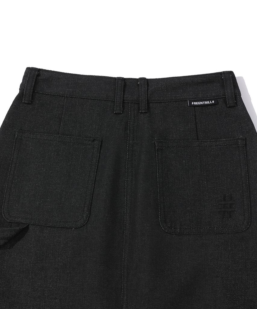 BEENTRILL Sunday Fatigue Denim Long Skirt (Black)
