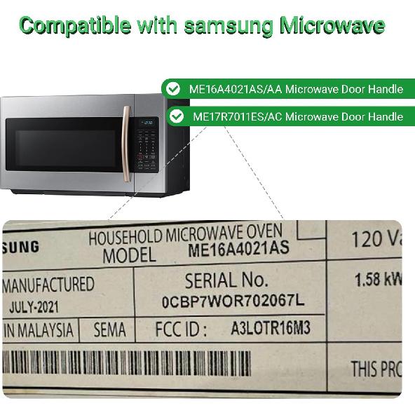 Ручка двери микроволновой печи ME16A4021AS, Ручка двери микроволновой печи DE94-04313F, DE94-04313F Ручка Заменяет для микроволновой печи Samsung ME16A4021AS Ручка, Включает