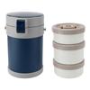 Insulated Food Jar 2L 3 Tier Microwave Safe 304 Stainless Steel Vacuum Lunch Box with Shoulder Strap for School