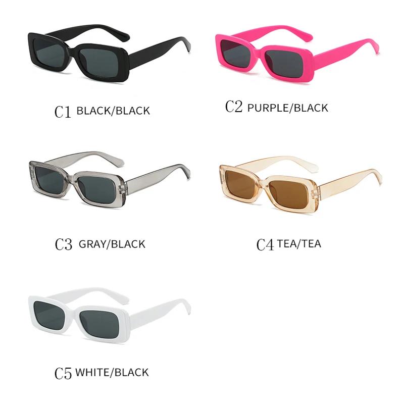 2Pack Fashion Black Square Sunglasses Men Rectangle Small Sun Glasses Male Retro Black Lens Driving Fishing  Uv400