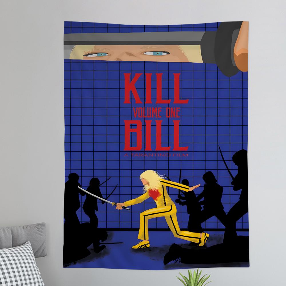 Classic Movie KKill BBill Anime Tapestry Hanging Tarot Hippie Wall Rugs Dorm Wall Hanging Sheets