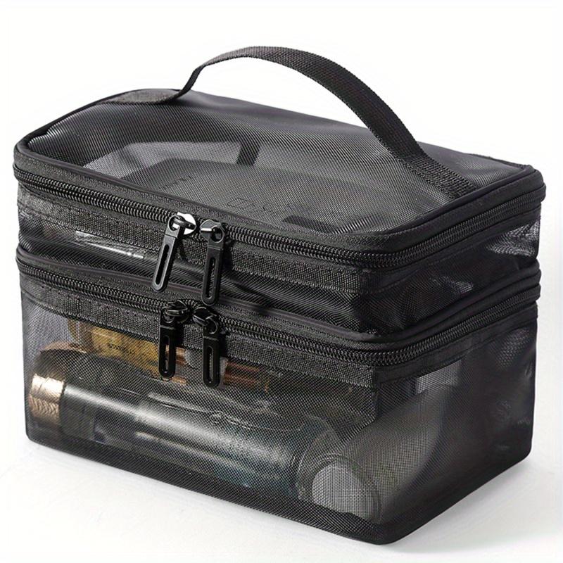 

Дорожная двухслойная косметичка-органайзер, прозрачная складная сетчатая сумка на молнии, большая вместимость, набор для мытья косметики, сумка 2025 чёрный