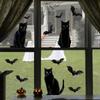 Halloween Glass Window Sticker Horror Scene Atmosphere Decoration Supplies Themed Party Decoration Spider Web Black Cat Bat