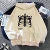 Gothic Grunge Skeleton Print Women Oversized Hoodie Streetwear Long Sleeve Pocket Tops Black Casual Pullover