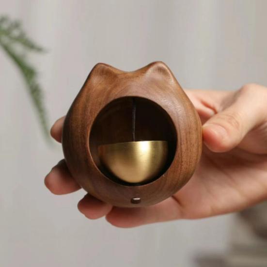 Manyetik Kapı Zil Çanı Ahşap Kedi Şeklinde Dükkancı Zili Kapı Açıldığında Dekoraatif Kapı Giriş Zil Çanı Veranda Bahçe Girişi Duvar Mağaza İçin