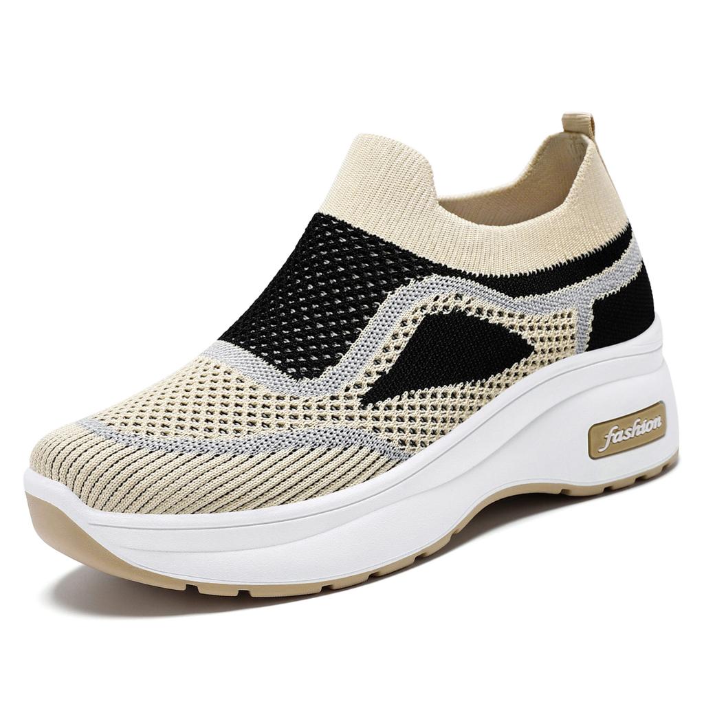 Women's Shoes, Thick-soled Height-increasing Shoes, Spring Fly-knitting Mesh Shoes, Casual Shoes, Single Shoes, Comfortable and Breathable