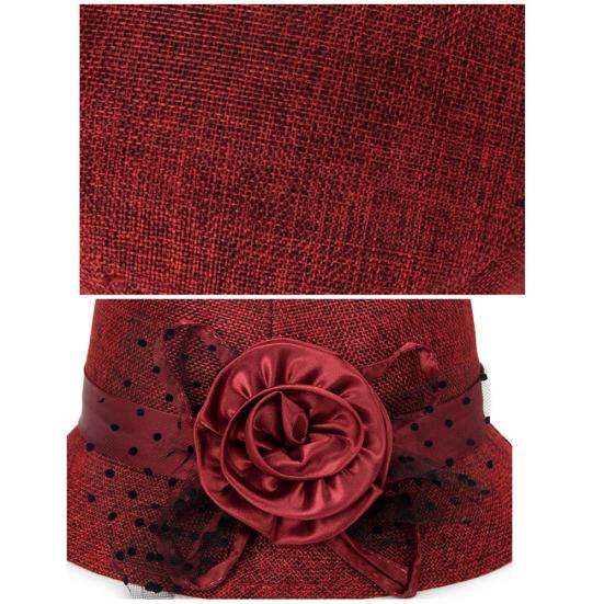 Women's Polka Dot Mesh Flower Bowler Bucket Hat Outdoor Sun Visor Basin Cap