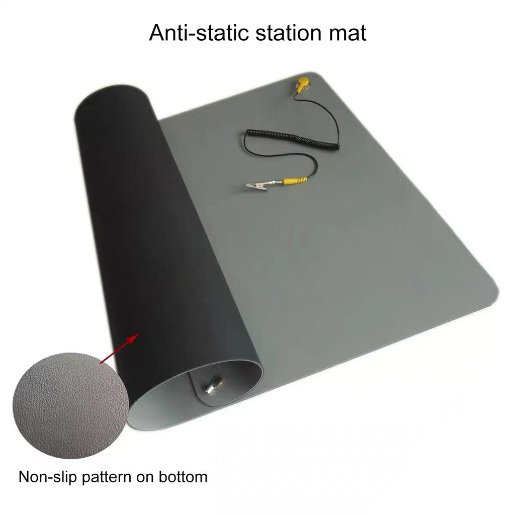 Antistatická bezpečnostní podložka s uzemňovacím vodičem a ESD náramkem vhodná pro opravy počítačů, mobilů, citlivé elektroniky