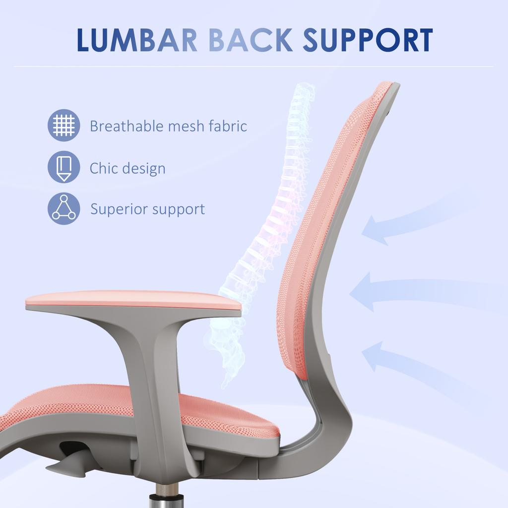 44-56cm Mesh Back Office Chair - Pink