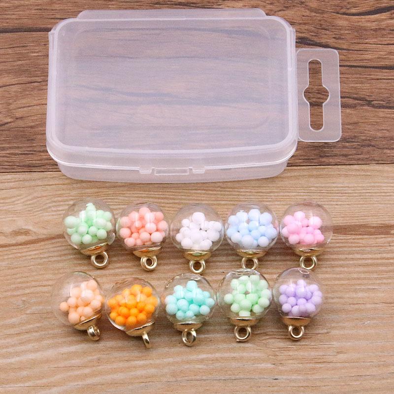 Z86 10Pcs Cute Mix Glass Bottles Milk Tea Cup Ball Earring Charms Diy Finding Keychain Bracelets Pendant For Jewelry Making Gift