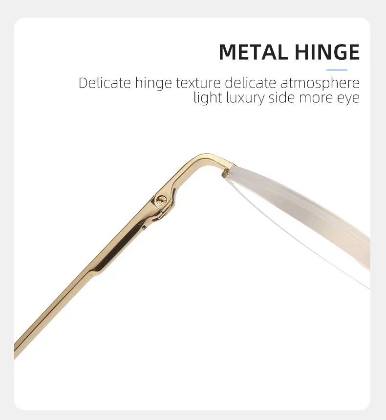 New Fashion Half-Moon Reading Glasses with Metal Spring Legs - Semi-Rimless, Convenient, Trendy Design for the Elderly