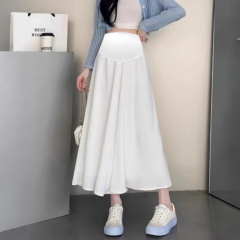 

Pregnant women s white ice silk wide-leg pants women s summer large size fat mm loose drape casual cool mountain skirt pants 2XL [Suitable for 135-75kg] белый