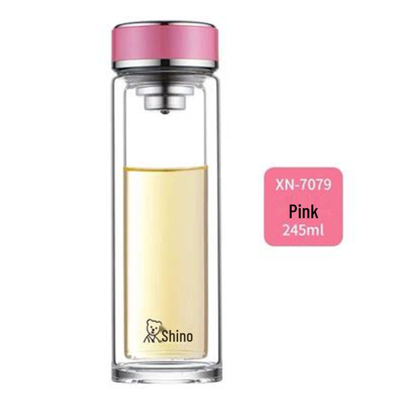 Xinuo 7079 Double-Layer Glass Tea Cup for Business Women, Logo Customizable Gift 245ml