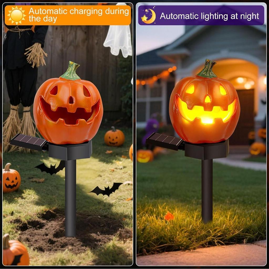 Solar Stake Lights Outdoor Pumpkin Design Garden Lights Halloween Ground-Stick Pumpkin Lanterns For Outdoor Lawn Parking