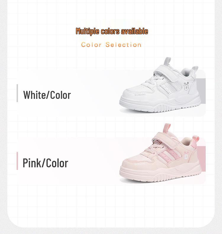 Bobodou Kids' Waterproof White Leather Sneakers - 2026 Autumn Edition