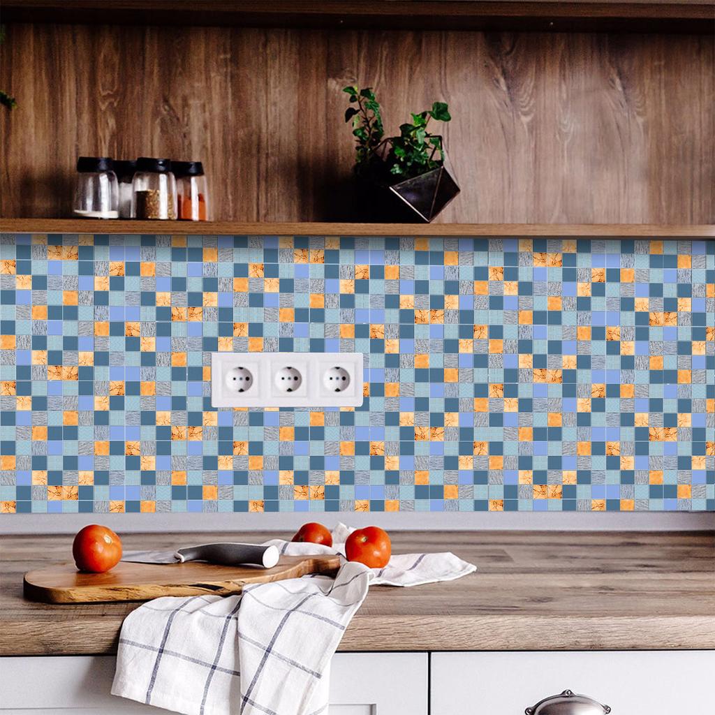 50pcs 3D Waterproof Self-Adhesive Mosaic Tile Wall Stickers, Easy to Install, Suitable for Kitchen Bathroom and Home Decoration