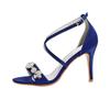 One word cross strap stiletto purple sandals women's fashion high heels blue rhinestone sexy strap satin women's shoes 43
