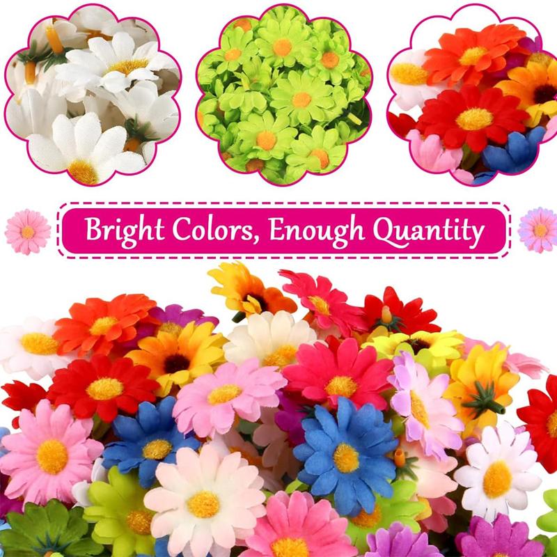 100pcs Mini Dasiy Artificial Flowers Head Wedding Decoration for Home Decor DIY Wreath Gift Box Scrapbooking Craft Fake Flower