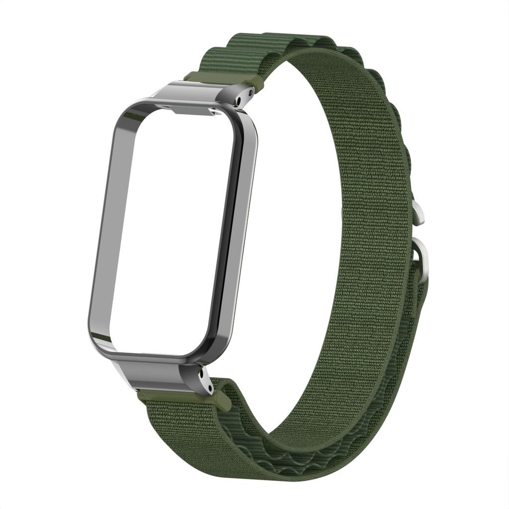 2in1 Set Nylon Loop Strap and Metal Watch Case Suit For Redmi Watch Band3 Band2/Xiaomi Mi band 9 Active/8 Active Alpine Loop Wave Strap and Watch Case