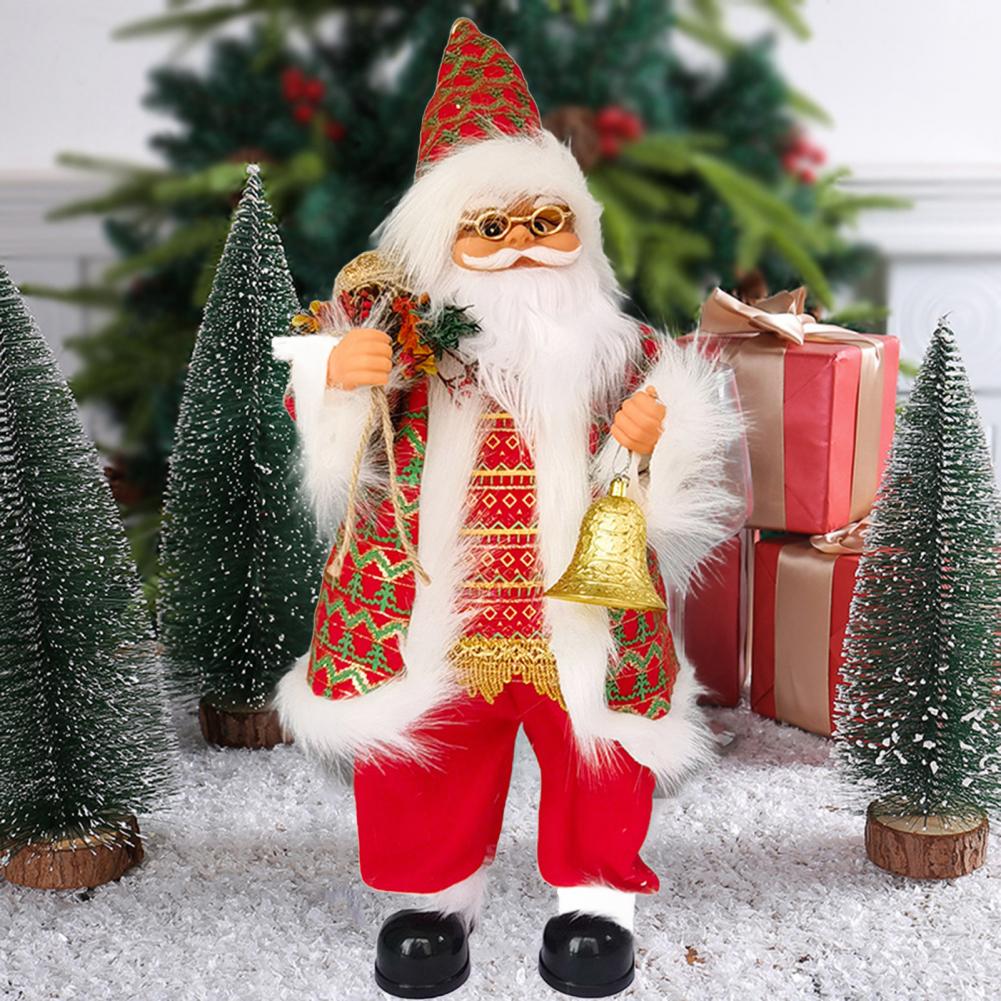 Seasonal Santa Decor Battery Operated Dancing Santa Claus Toy Singing Plush Father Christmas Doll Desktop Decoration Party