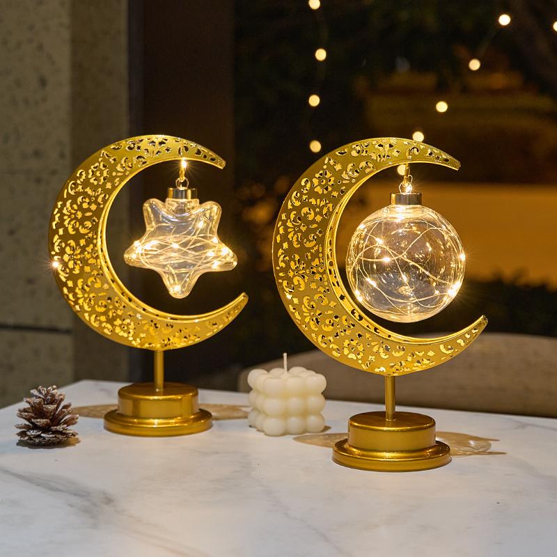 Muslim Lantern Ramadan Decorations 2026 EID Mubarak LED Festival Night Light Party Supplies Islamic Muslim Desktop Ornament