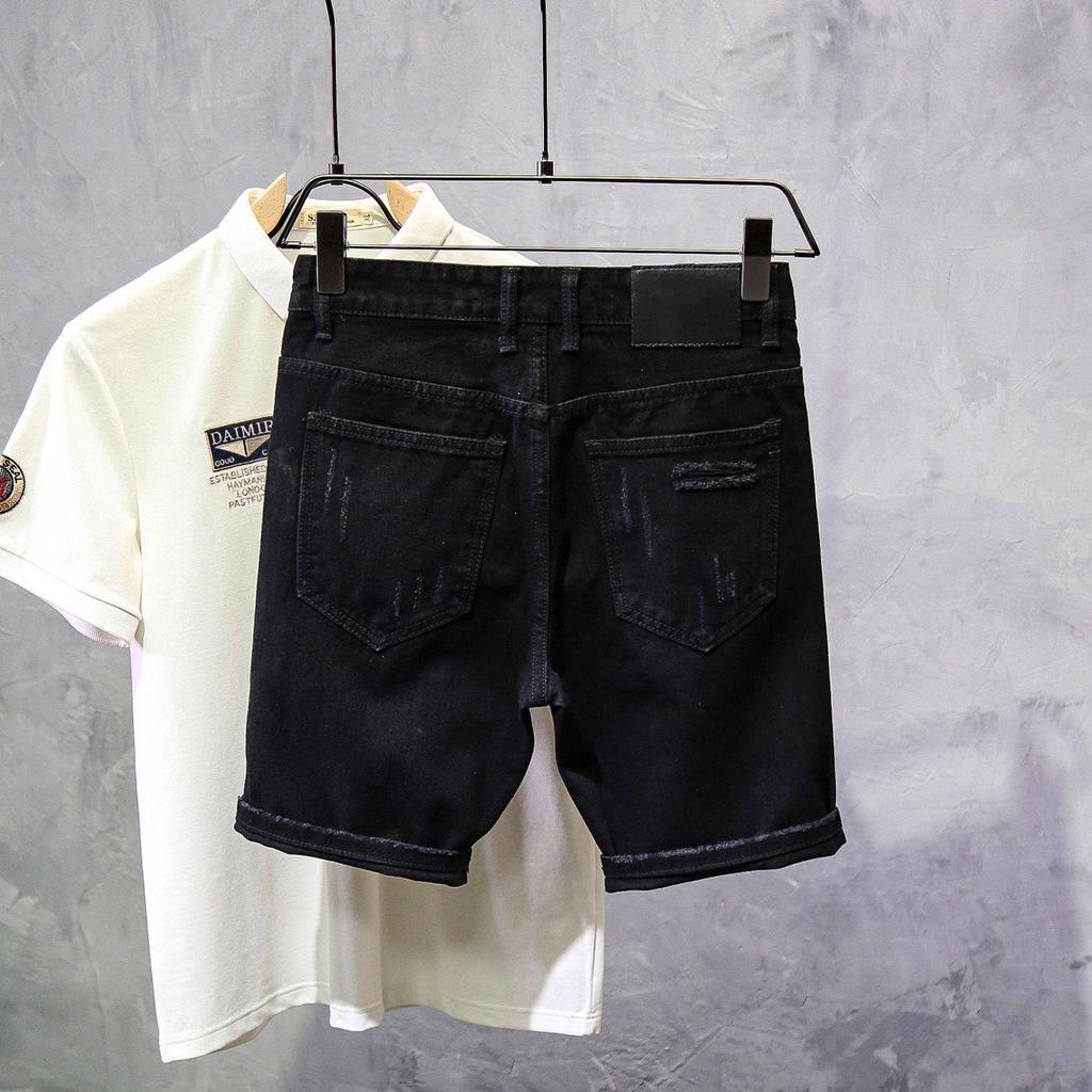 Men's Summer Unique Loose Hip Hop Black Denim Shorts