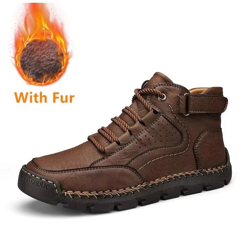 New Leather Basic Boots Outdoor Antiskid Man Casual Shoes Handmade Comfy Rubber Men Treking Footwear All-match Hiking Mens Boots