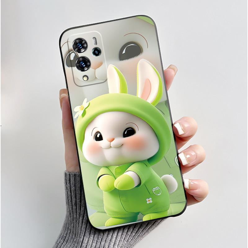 Phone Case For ZTE Blade V40 Pro/ZTE 9046 Soft Silicone Black Case Aesthetic Pattern Love Goldfish Rabbit Shockproof Coque
