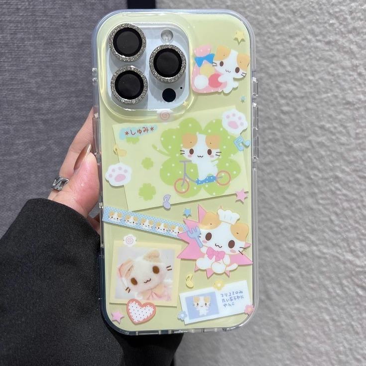 Single Layer Clover Cat for IPhone 16pomax for Apple 15pr Phone Case 14 New 13 Cartoon 12